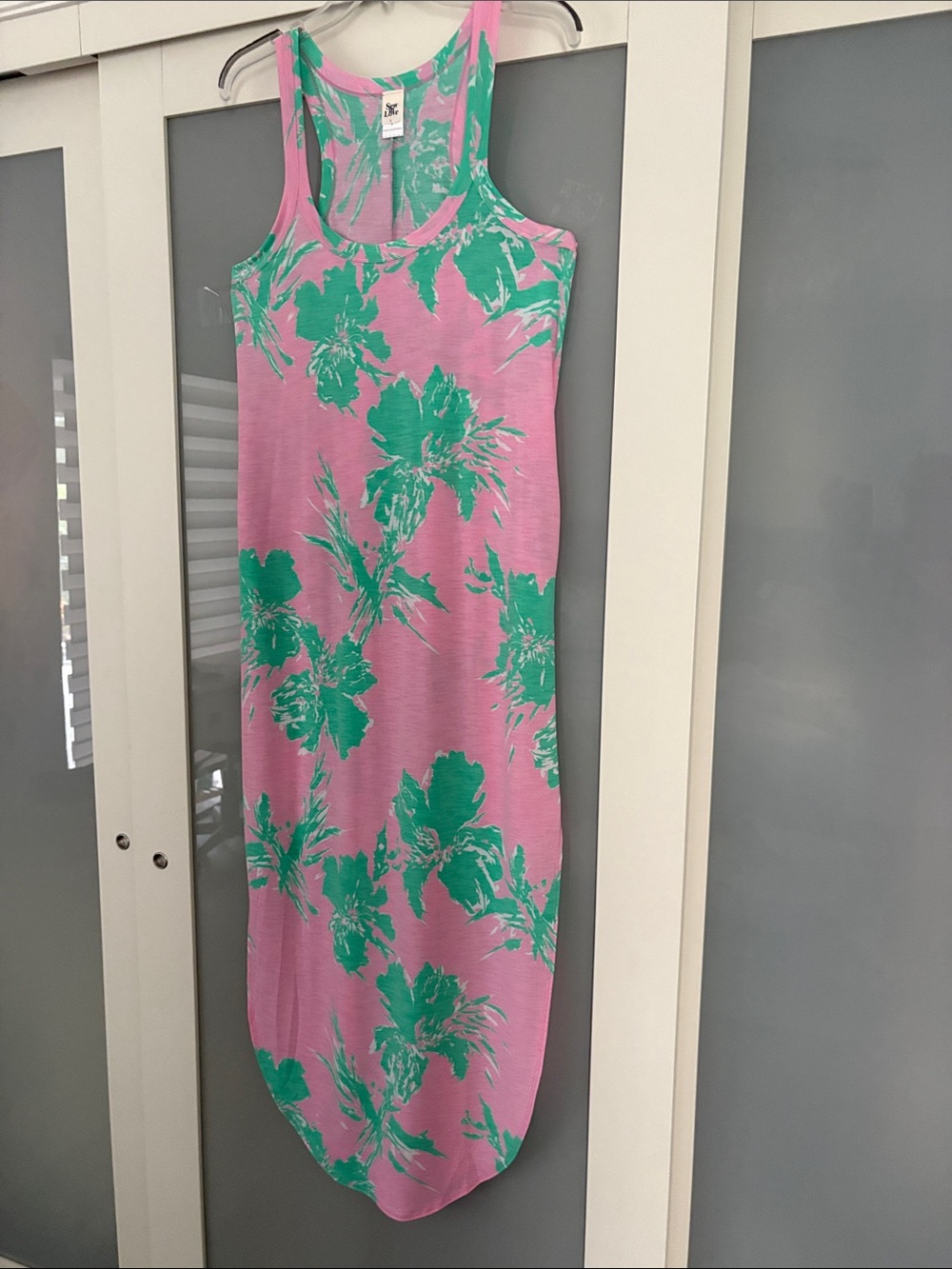Sew In Love Pink Maxi Dress with Green Floral Print
